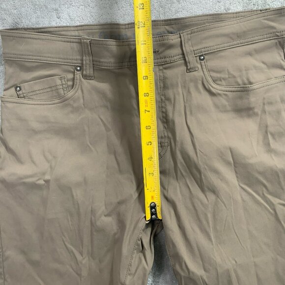 prAna Brion Pant Mens Size 35x27” Performance Chino Brown Nylon Outdoor Gorpcore - Picture 8 of 15